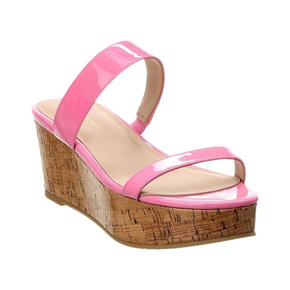 Stuart Weitzman Boardwalk 65 Patent Wedge Sandal Pink